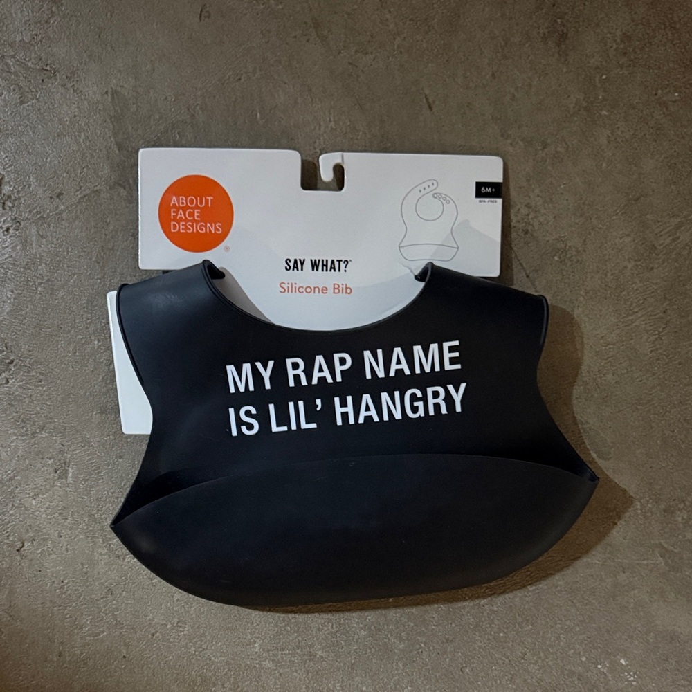 Black Silicone Bib with Fun Text